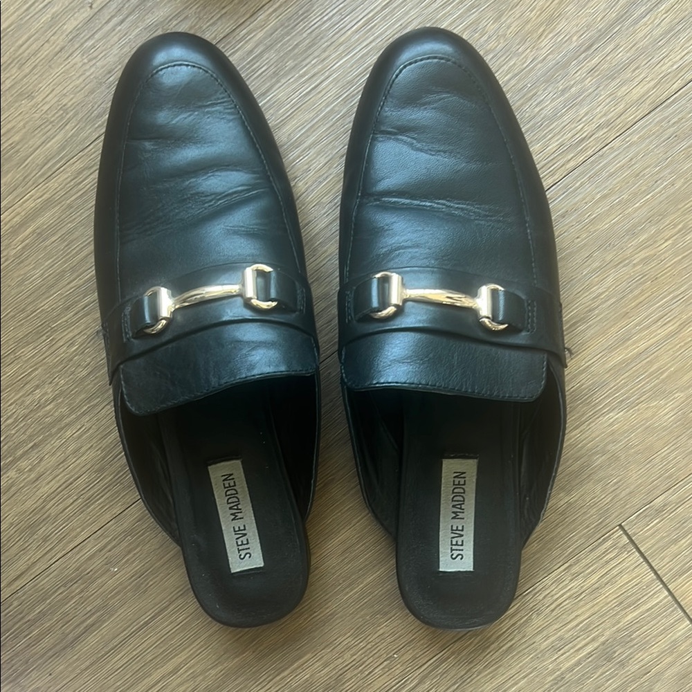 Steve Madden Black Leather Loafers